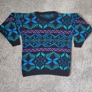 Vintage 90s Multicolor Geometric Print Cosby Style Sweater